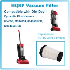 HQRP 2-Pack HEPA Filter Replacement for Dirt Devil F2 470880, 3SFA11500X compatible with Dynamite 084650, Quickvac, Power Stick, Power Reach Upright Vacuums
