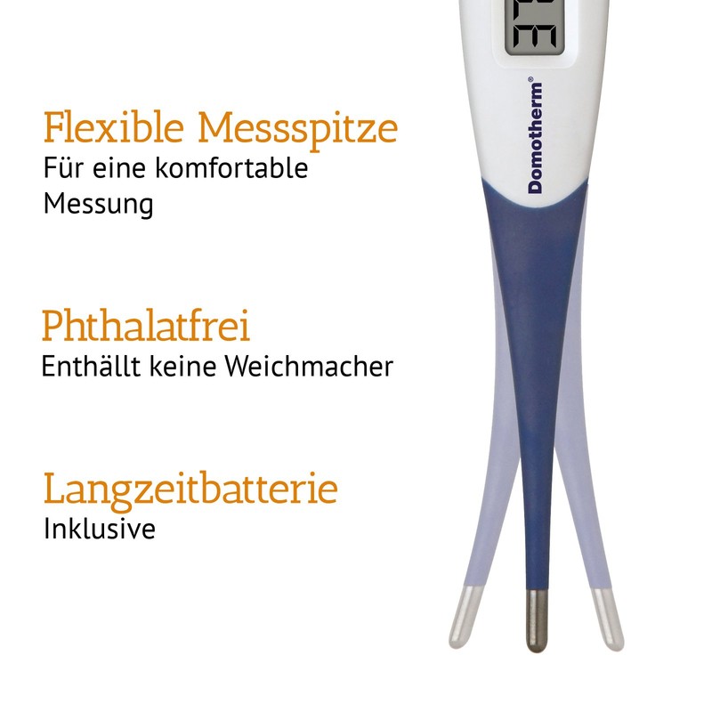 Domotherm Domotherm Rapid - digitales Fieberthermometer mit 2 Nachkommastellen, Messwertspeicher,