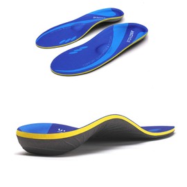 Low Foot Arch Support, Elastic Comfort Insole, Sports Foam, Compression, Shock Absorption, Anti-Fatigue Insert, Insole, Suitable for Pain in Flat Heels (Size: EU 47–48, 30.5 cm, Blue)