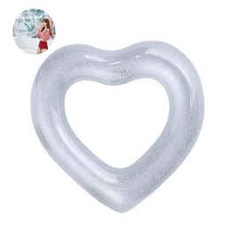 [OK basket] Cute Glitter Heart Float Ring for Adults, Heart-shaped Float, "Sparkling Cute Heart-Shaped Float" Perfect Item for Beach, Nightpool, Pool, Resort, Sea