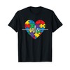 Puzzle Heart Heartbeat Colorful Design T-Shirt
