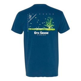 6th Sense Fishing - Sonar Gaming Tee - Front Facing Sonar Fan (US, Alpha, Large, Regular, Regular, Cool Blue)