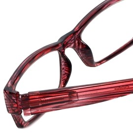 Calabria 757 Crystal Striped Reading Glasses +4.50 Strawberry Red Women Trendy Vibrant Readers Vintage Eyeglass w/Soft Case