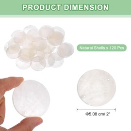 sourcing map 120Pcs Capiz Shells 2" Round Natural Shells with 2 Holes for Seashell Wind Chimes Curtain Shell Garland DIY Craft Wedding Home Decoration, White