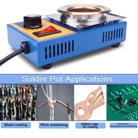 Solder Pot,160W 50mm Diameter Lead Free Solder Pot Tin Melting Pot Soldering Bath Titanium Plate Desoldering Bath Capacity 500g for Melting Metals,Solder,Plastic