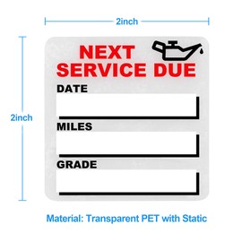 GUEER for Oil Change Sticker Static Cling, Clear Stickers 120 Pcs 2x 2 Next Service Due Sticker for Windshield, Easy to Peel with No Residue for Car Auto Vehicle Window (Red4)