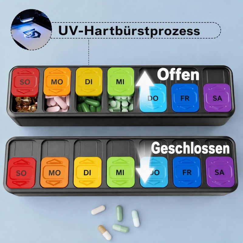 Pill Organiser 7 Day Pill Box Sliding Lid 7 Daily
