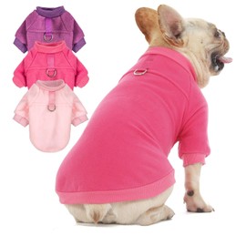 PetsLove Dog Jacket with O-Ring Leash - Stretchy Warm Sweatshirt for Small & Medium Dogs, Boys & Girls - Purple, Hot Pink, Pink (Medium)