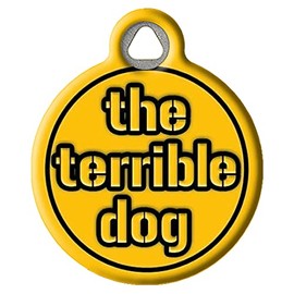 Football Theme ID Tags (Steelers Terrible Dog, Small (7/8" Diameter))