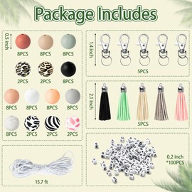 WATINC 193Pcs Silicone Beads and Square Letters Beads Set, Animals Print Round Rubber Beads for Bracelets Necklace Keychains DIY Crafts, Make Your Own Jewelry Making Kit Festival Favor for Women Men