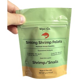 Wpc-Co. Aquarium Shrimp Food - Sinking Pellets for Aquatic Shrimp, Snail, Bottom Feeders - Complete Nutrition for Tropical Shrimp and Other Invertebrates