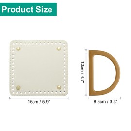 sourcing map 2pcs Bag Bases for Crochet, 5.7" x 5.7" Square Bag Bottom Shaper with D-Shaped Handles, Crochet Base Purse Bottom for DIY Shoulder Bag Handbag Making Supplies White