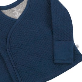 HonestBaby Organic Cotton Matelasse Side-Snap Kimono Top, Dark Navy, Preemie
