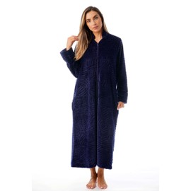 Just Love Plush Zipper Lounger Robe 6729-NVY-L Navy
