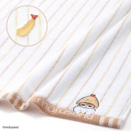 Towel Museum mofusand Striped Towel Handkerchief, Orange, Ebinyan, Cat, Cute, 43-007070, Approx. 9.8 x 9.8 inches (25 x 25 cm)