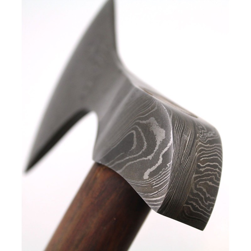 Wild Turkey Handmade Solid Damascus Steel Axe w/Leather Sheath Outdoors