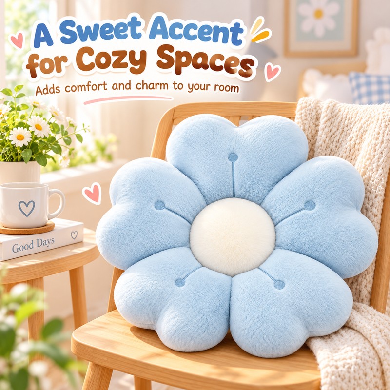 Flower-Shaped Plush Throw Pillow for Sofa and Bed – Soft