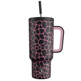 【Latest Style】 - Meoky Stay Hot Or Cold All DayStainless Steel Thermos Cup, Perfect For Car, Office & Travel, Large Capacity, Trendy Design, Gift Ready!:_Pink Crack