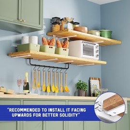 Goovilla Shelf Bracket, Heavy Duty Floating Shelf Brackets 12 inch Long, 6 Pack Brackets for Shelves, White Coated Metal Wall Shelf Support Brackets with 1/5 Inch Thick and 160 lb. Load Capacity