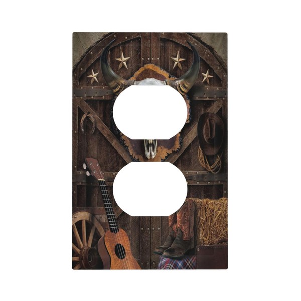 Western Wood Plank Rustic Barn Door Single Duplex Wall Plate