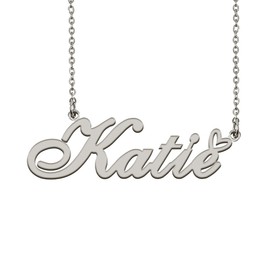 Heart Name Necklace for Women Silver Katie Ideal