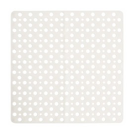 Squre Shower Mat, 21 x 21 inch, Non Slip Bath Shower Mat for Inside Shower, Anti Slip Shower Stall Mat, Bath Mat with Big Suction Cups, Drain Holes (White, 53 x 53cm)