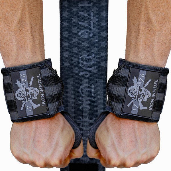 Iron Infidel Wrist Wraps for Weightlifting - 24" Heavy Duty Support for Working Out, Gym Accessories for Men - Use for Lifting, Crossfit, Fitness, Exercise, Bench Press, Powerlifting (1776)