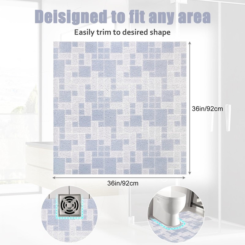 Square Shower Mat Non Slip: 36 x 36 Inch Bath