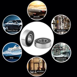 Akozon Deep Groove Ball Bearings, 10 Pieces Friction-Free Ball Bearings 6001-2RS Multi-Purpose Double Rubber Seal 12 x 28 x 8 mm Precision Bearing