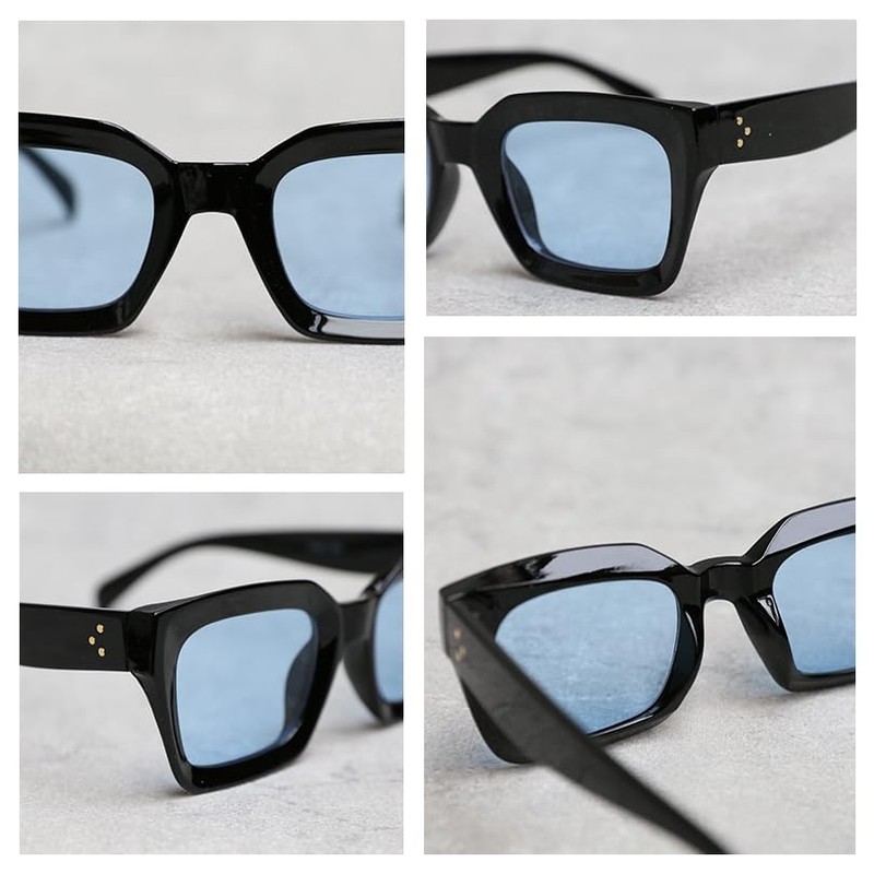 Eight TV Cut Sunglasses, Men's, Women's, Big Square, Black Eyewear,