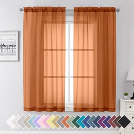 Aiyufeng - Cortinas translúcidas en 2 paneles, filtrado de luz, ventilación, bolsillos de barra, para la cocina, dormitorio, sala, cada una de 102 cm de ancho por 160 cm de largo, color naranja