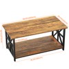 GreenForest Coffee Table with Round Corner, Farmhouse Center Table with