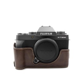 MUZIRI KINOKOO Fuji X-T200 Case, Protective Case Compatible for Fuji X-T200/XT200 SLR Camera - PU Leather Camera Case with Grip Design - Coffee