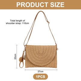 1 Piece Straw Bag, Straw Clutch Bag, Woven Bag, Rattan Shoulder Bag, Beach Bag, Elegant Ladies Bag, Clothing Accessories