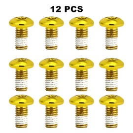 T TAKONE Bicycle Brake Disc Bolts, 12 Pieces M5 x 10mm Anodized Bicycle Disc Brake Bolts, T25 Bicycle Rotor Screw for MTB, Road Bike, Mountain Bike (Gold)