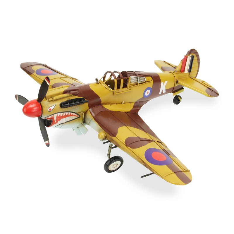 Homeroots 6" Yellow and Brown Metal Hand Painted 1941's P-40