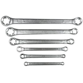 SW-Stahl 01560L Double-Ended Ring Spanner Set E-Profile, E6-E24, 6-Piece I Spanner for Torx Screws I Outer Torx Star I Ring Spanner Set I Ring Spanner I Double Wrench