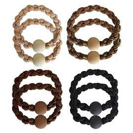 UaiUya 8pc Twist Hair Tie With Frosted Balls For Womens Highly Elastic Hair Ties Bracelets Strong Stretchy No Damage