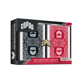 COPAG World Series Of Poker - Plastic Poker Size Jumbo Index Double Deck, Red and Red, Black, Black