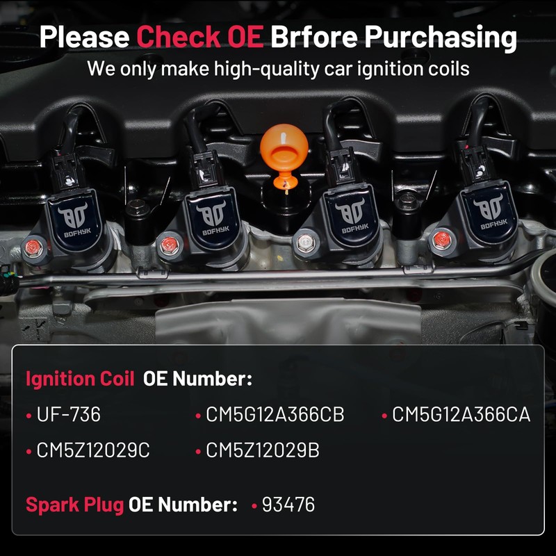 BDFHYK 3 Ignition Coil Pack UF736 and 3 Iridium Spark