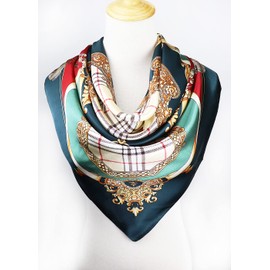 vabovin Women's 35" Satin Square Silk Like Hair Scarves and Wraps Headscarf for Sleeping (Green)