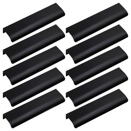 LICTOP 10 Pcs 150mm / 5.91" Flat Black Modern Finger Edge Pull Tab Pull,Finger Drawer Pull