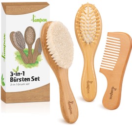 Baby Hair Brush and Baby Comb Set - Natural Wooden Baby Hair Brush with Soft Goat Bristles - Soft Baby Brush for Infants Toddlers - Hair Brush Baby Set (Walnut)