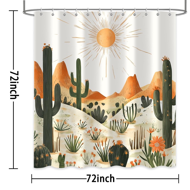 Western Cactus Shower Curtain, Tropical Desert Cactus Plant Southwest Shower