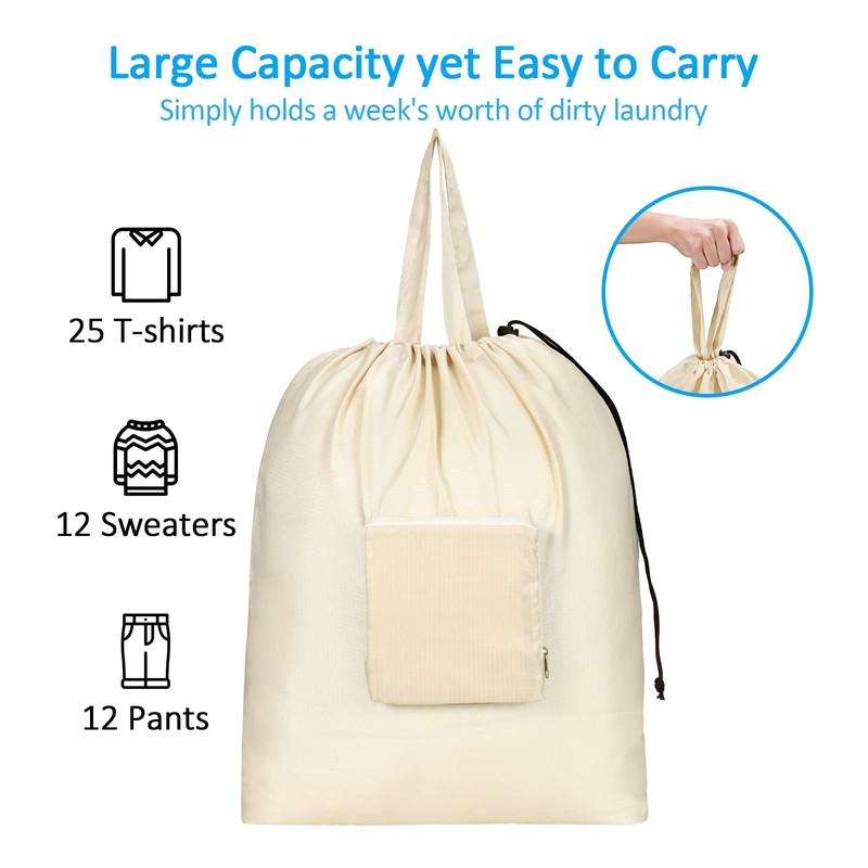 GOGOODA Travel Laundry Bags with Drawstring Closure XL Large Foldable