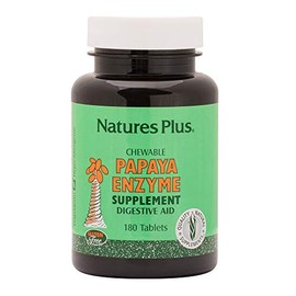 NaturesPlus Papaya Enzyme - 6 mg Papain - All Natural Digestive Aid Supplement, Contains Amylase & Protease - 180 Chewable Tablets (180 Servings)