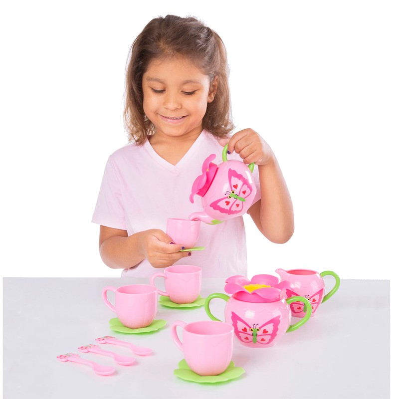 Melissa & Doug Butterfly Tea Set (15 pcs) - Play