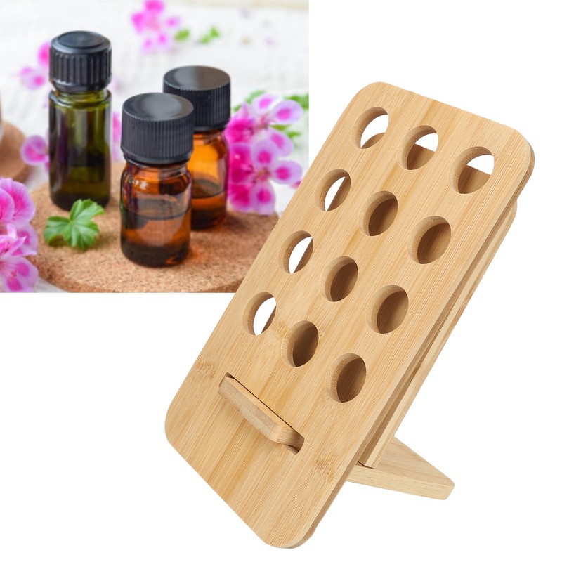 Essential Oil Rack Bamboo 12 Holes Essential Oil Bottle Display