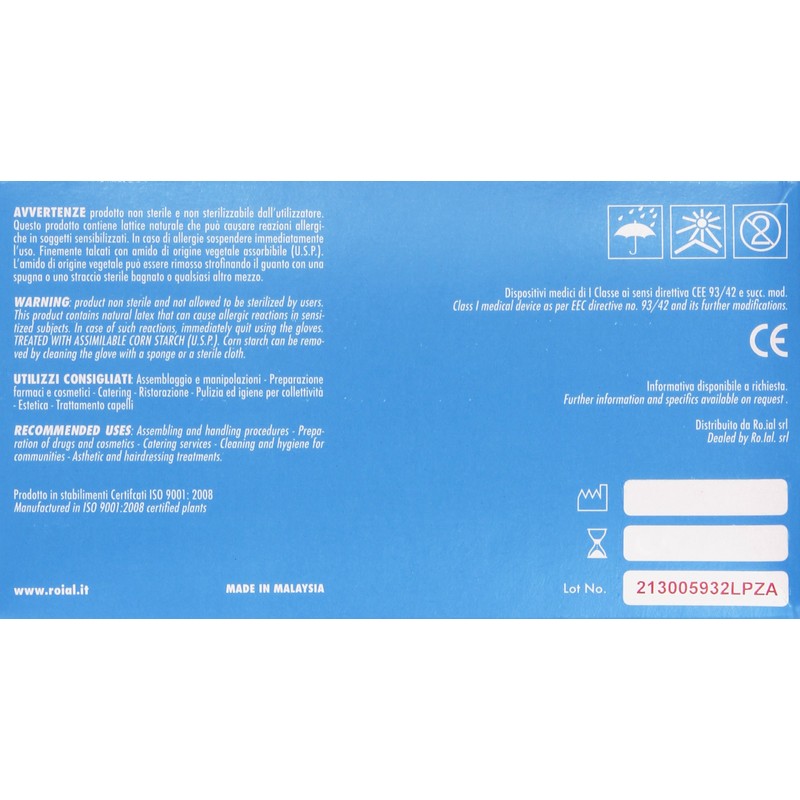 Roial Disposable Latex Gloves with Powder – 100 Gloves