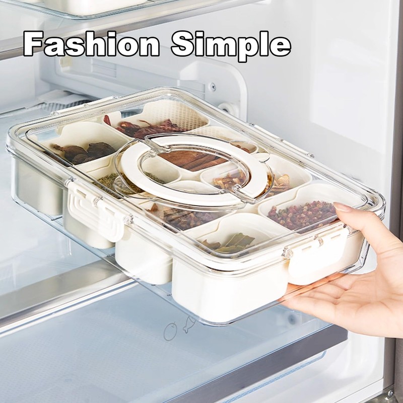 Snackle Box Container,Portable Snack Box 8 Compartment Divided Serving Tray